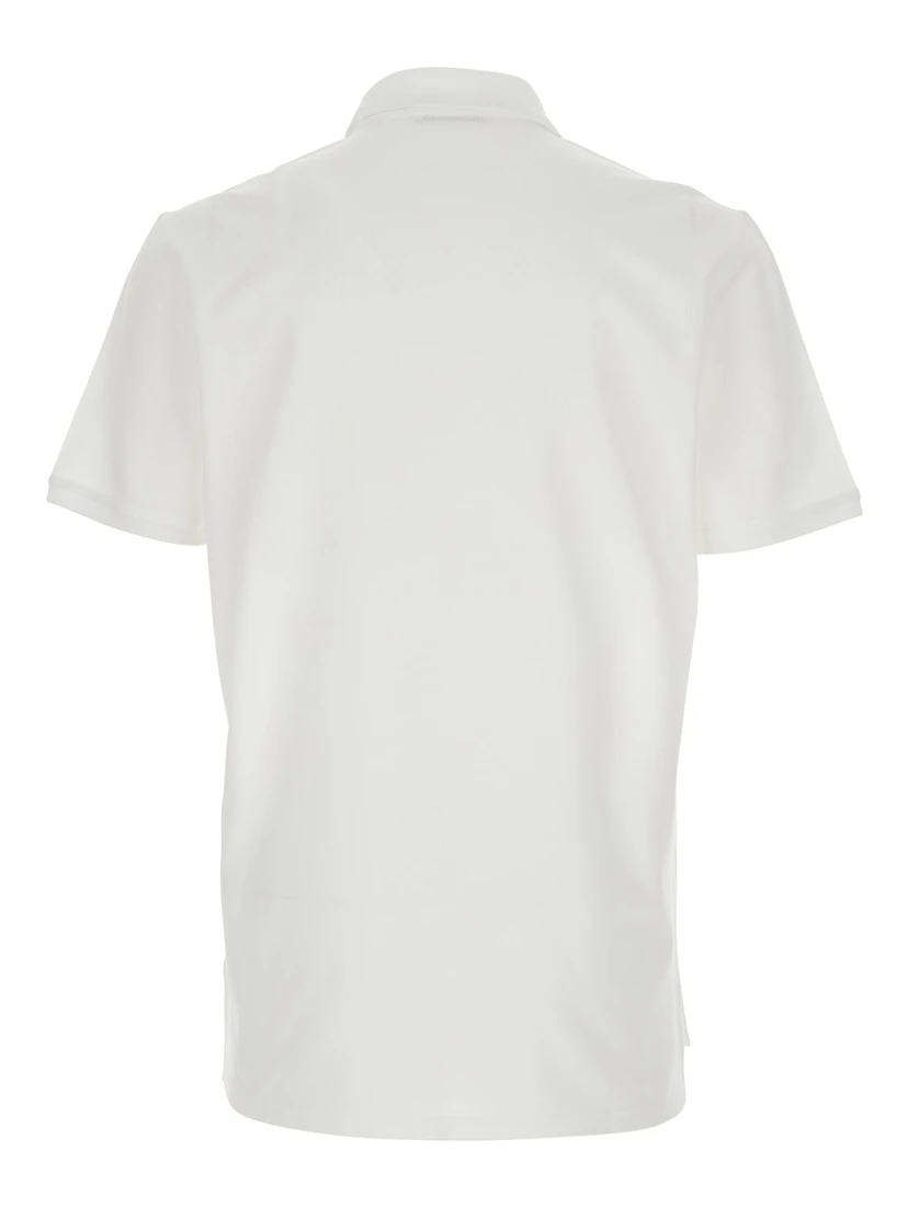 White Polo Shirt with Chest Logo Patch in Cotton Man