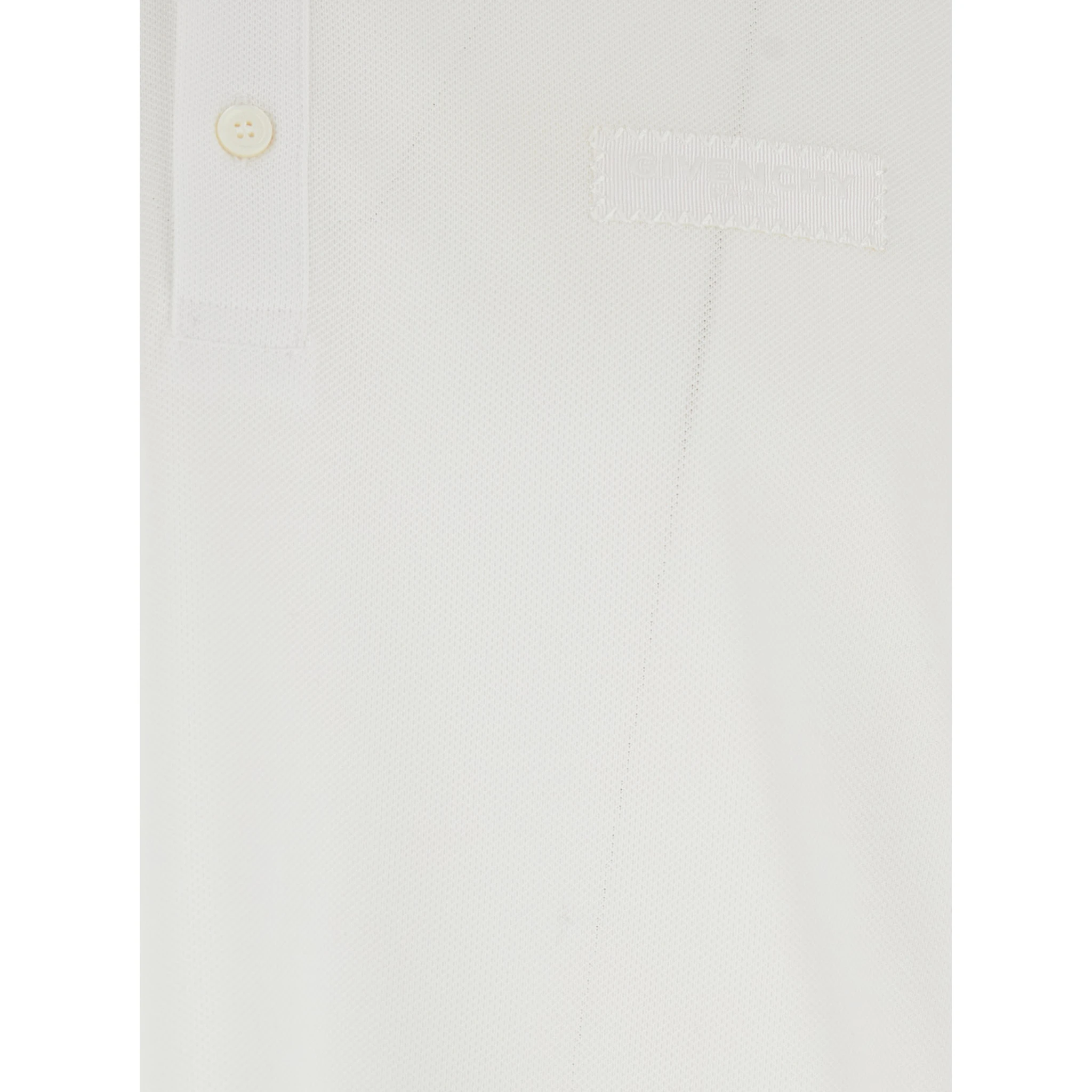 White Polo Shirt with Chest Logo Patch in Cotton Man