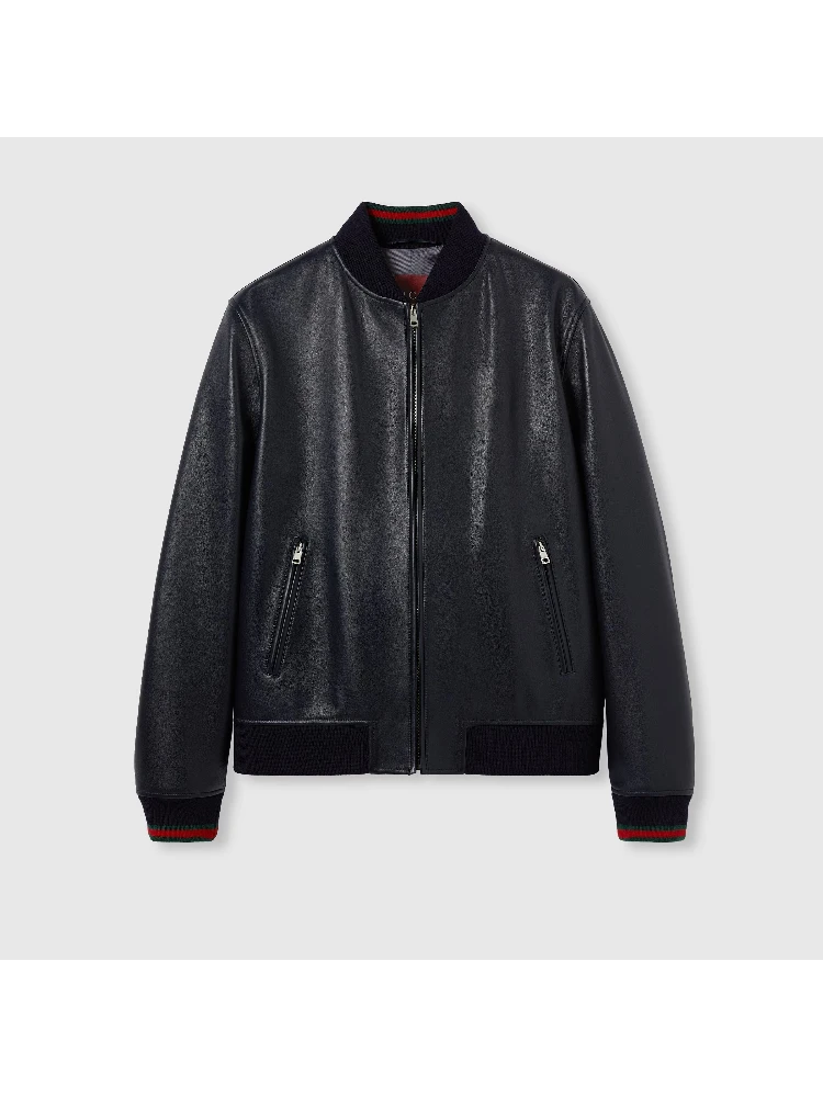 Leather zip jacket