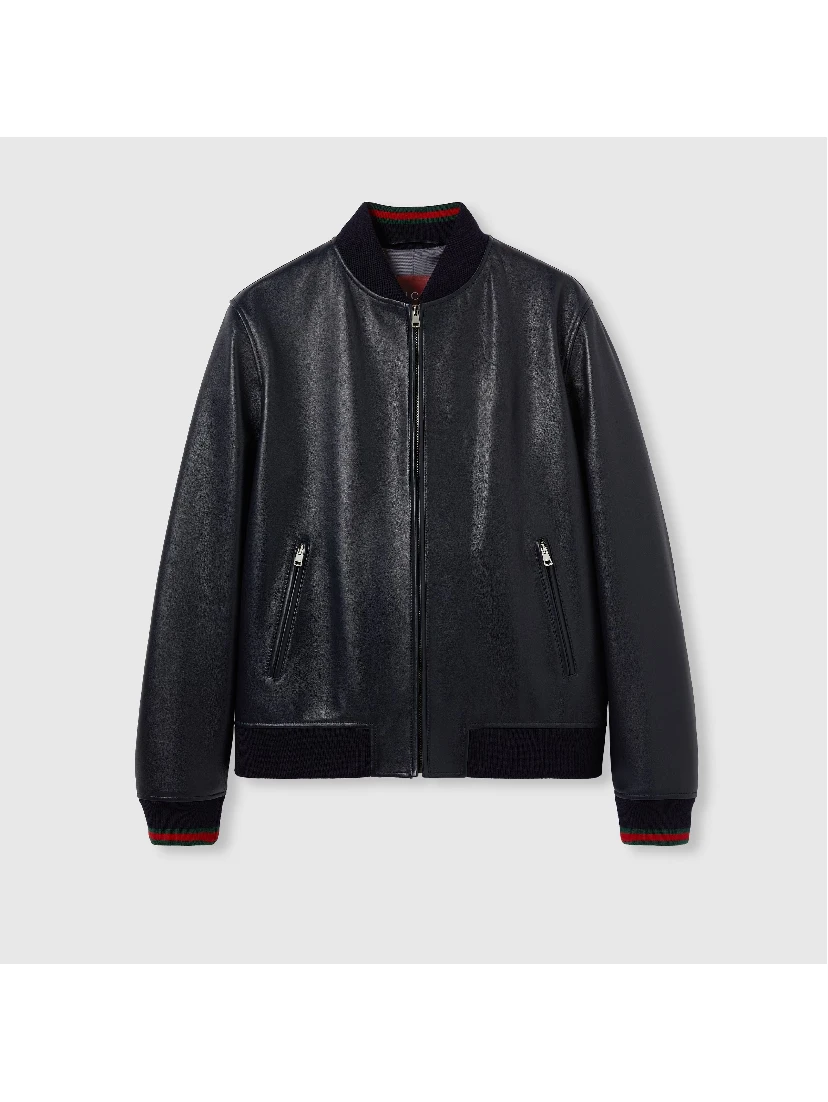 Leather zip jacket