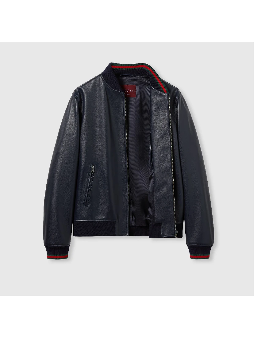 Leather zip jacket