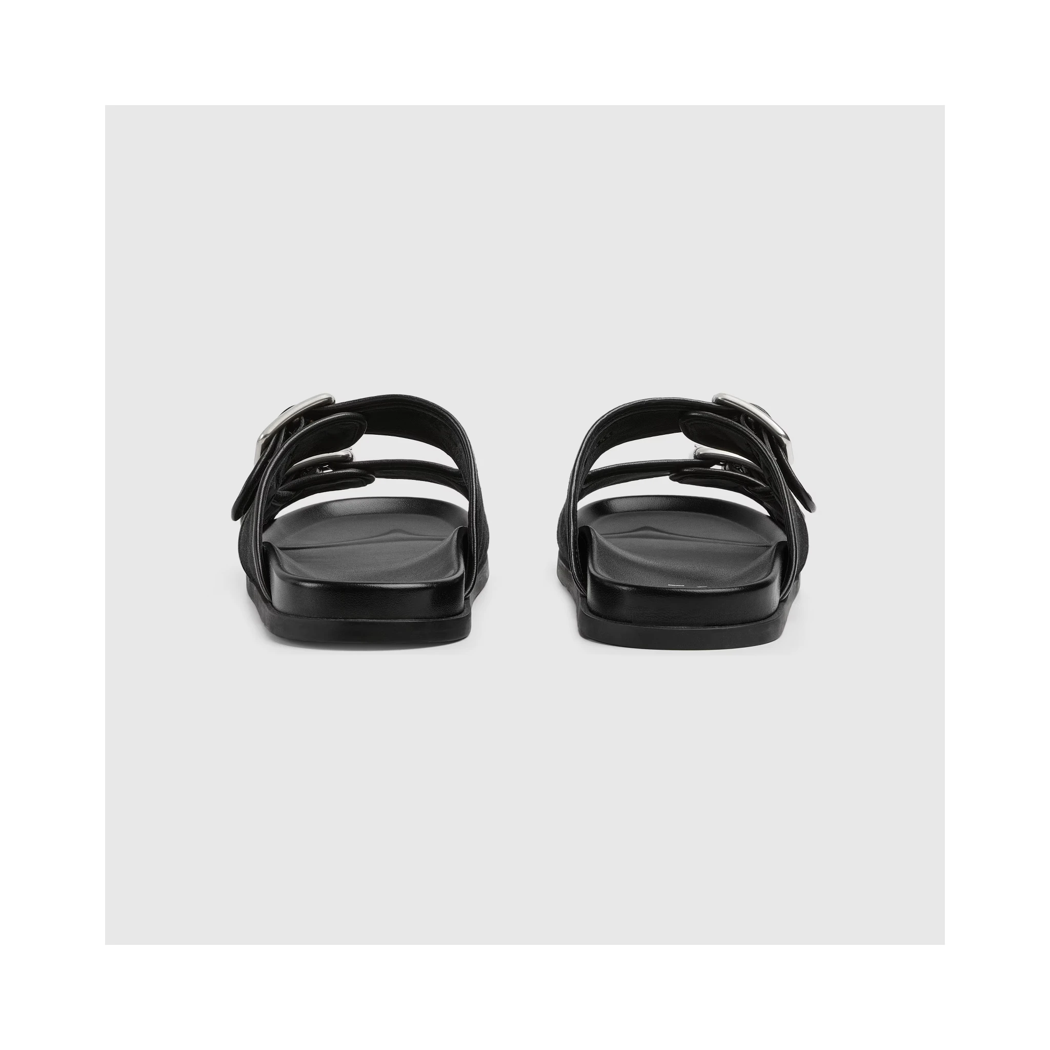 Slide sandals with buckles