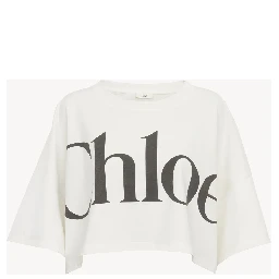 Cotton cropped t-shirt with logo