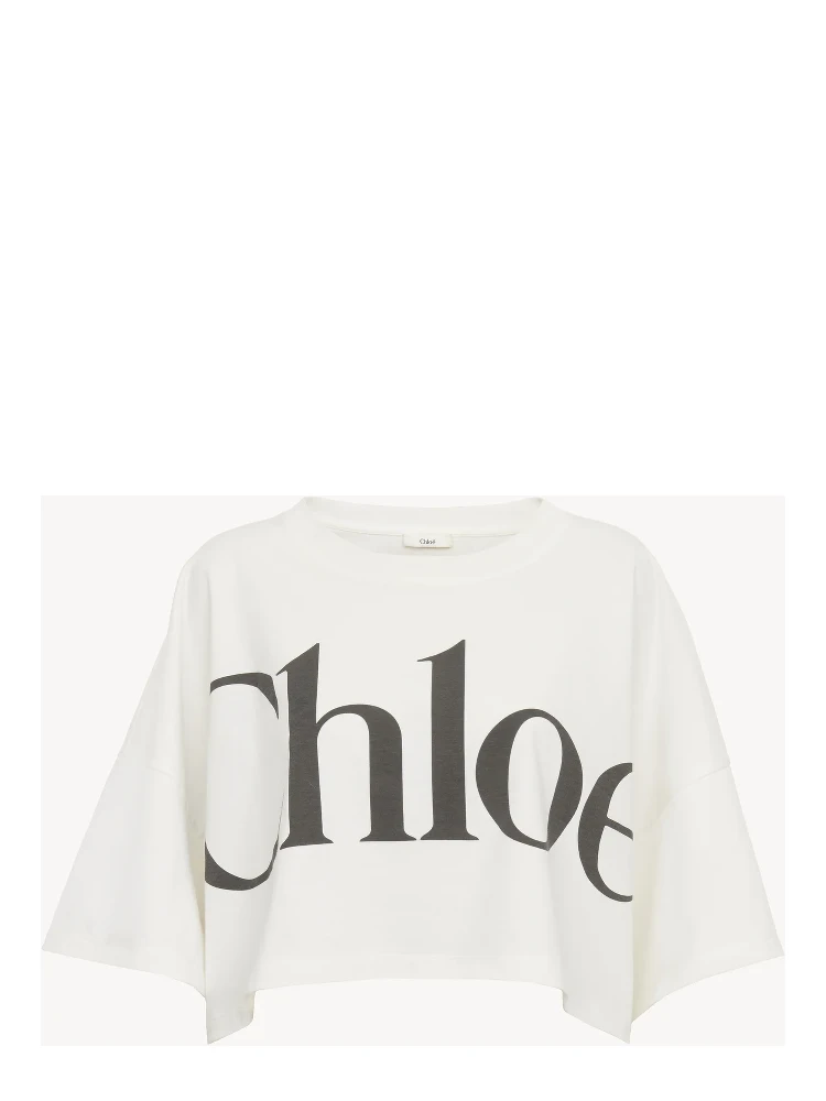 Cotton cropped t-shirt with logo