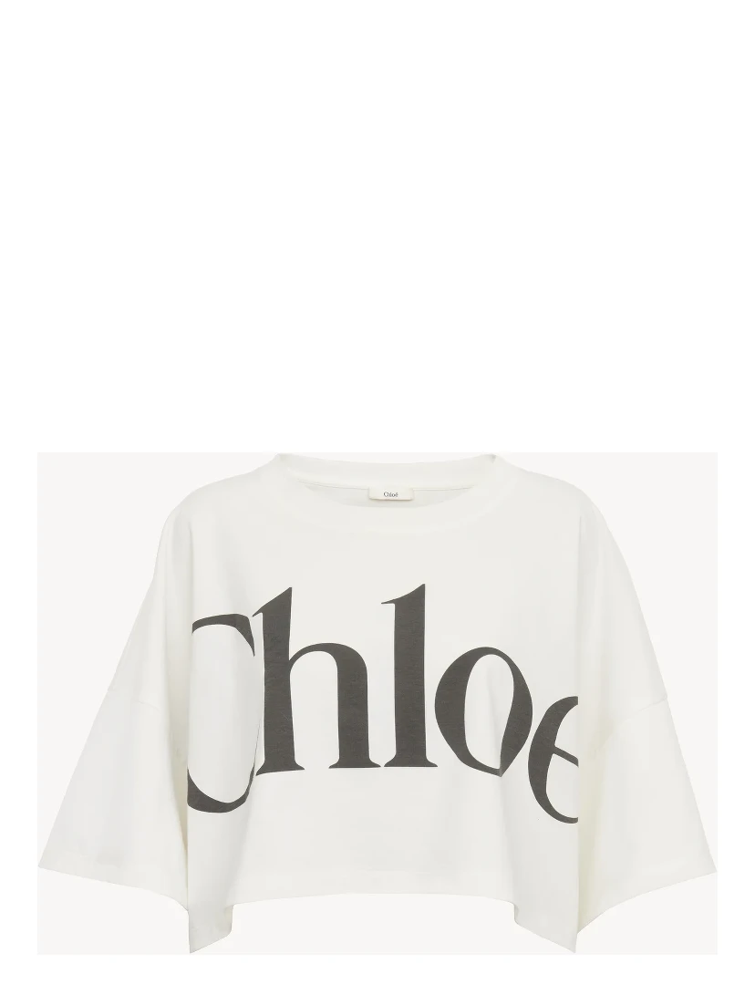 Cotton cropped t-shirt with logo