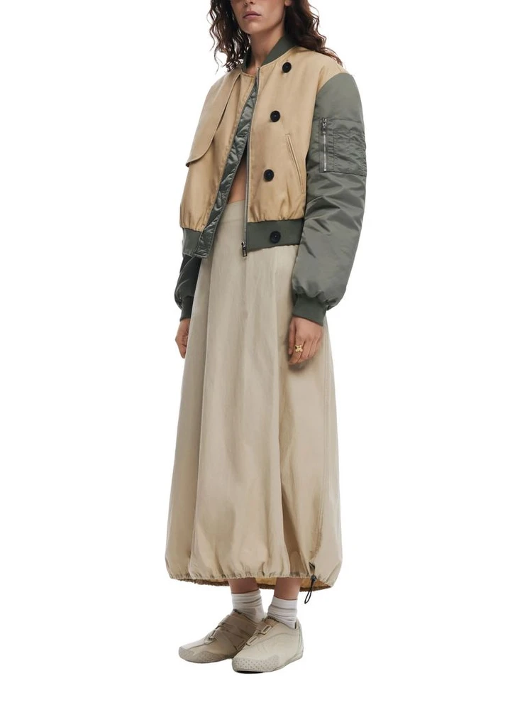 Beige Cotton Long Skirt