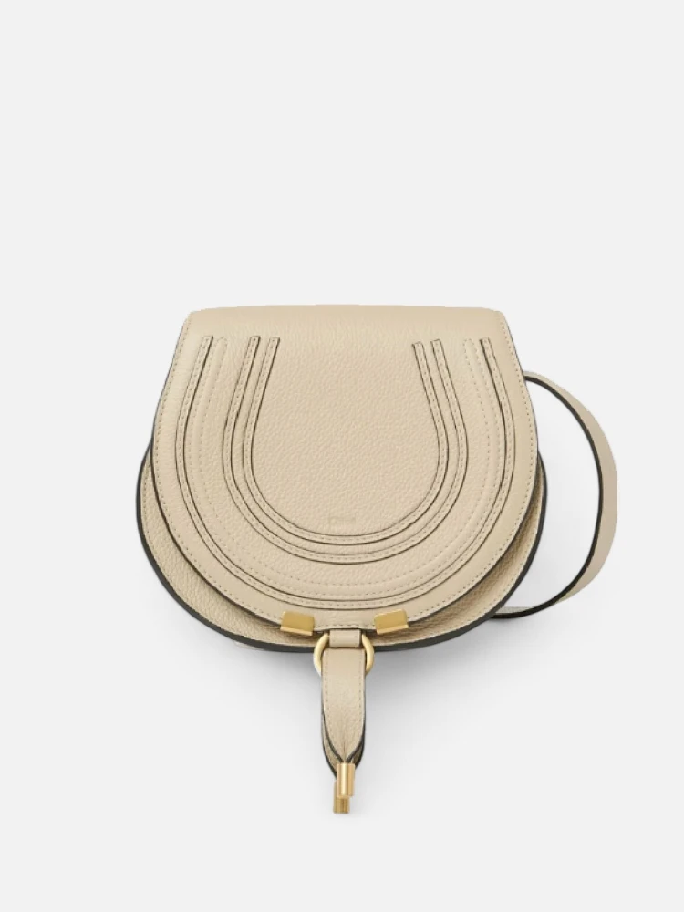Beige Small Marcie Saddle Bag
