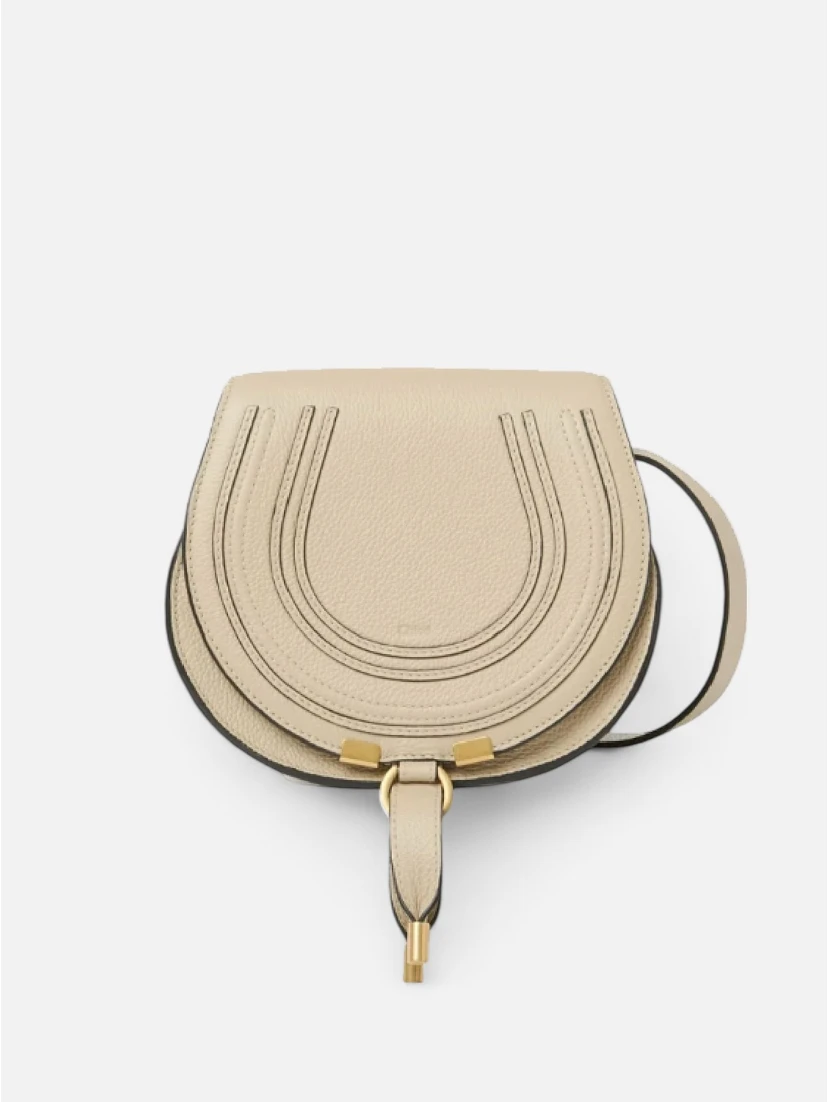 Beige Small Marcie Saddle Bag