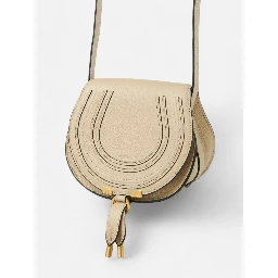 Beige Small Marcie Saddle Bag