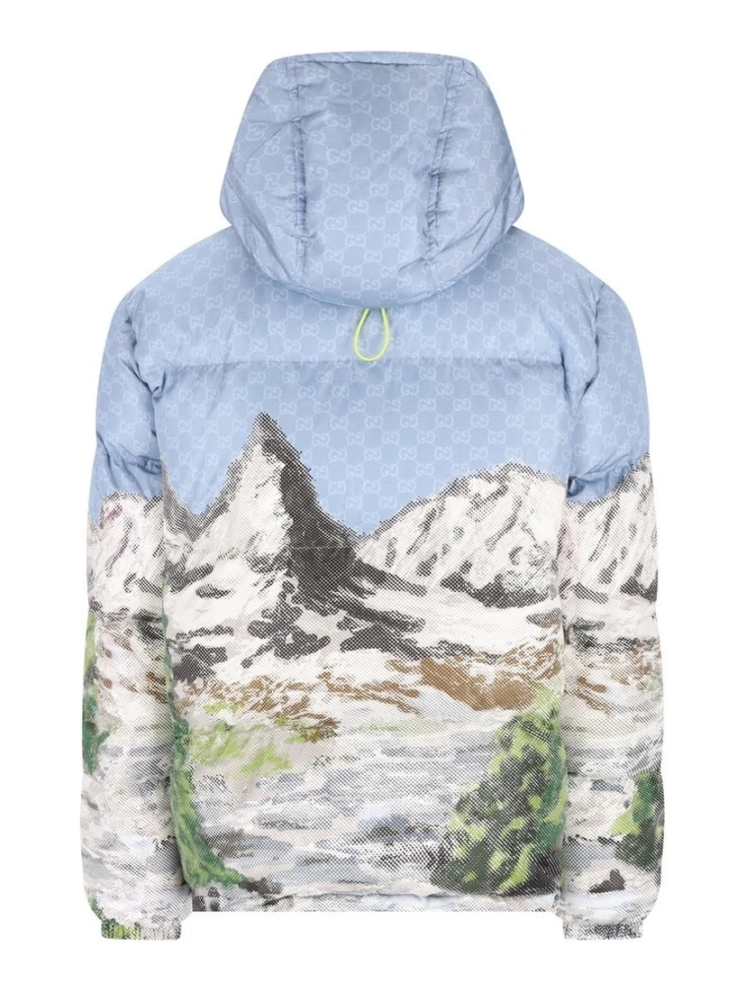 Printed short down jacket