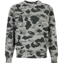 HEATHER GRAY CAMO APE HEAD ONE POINT CREWNECK SWEA