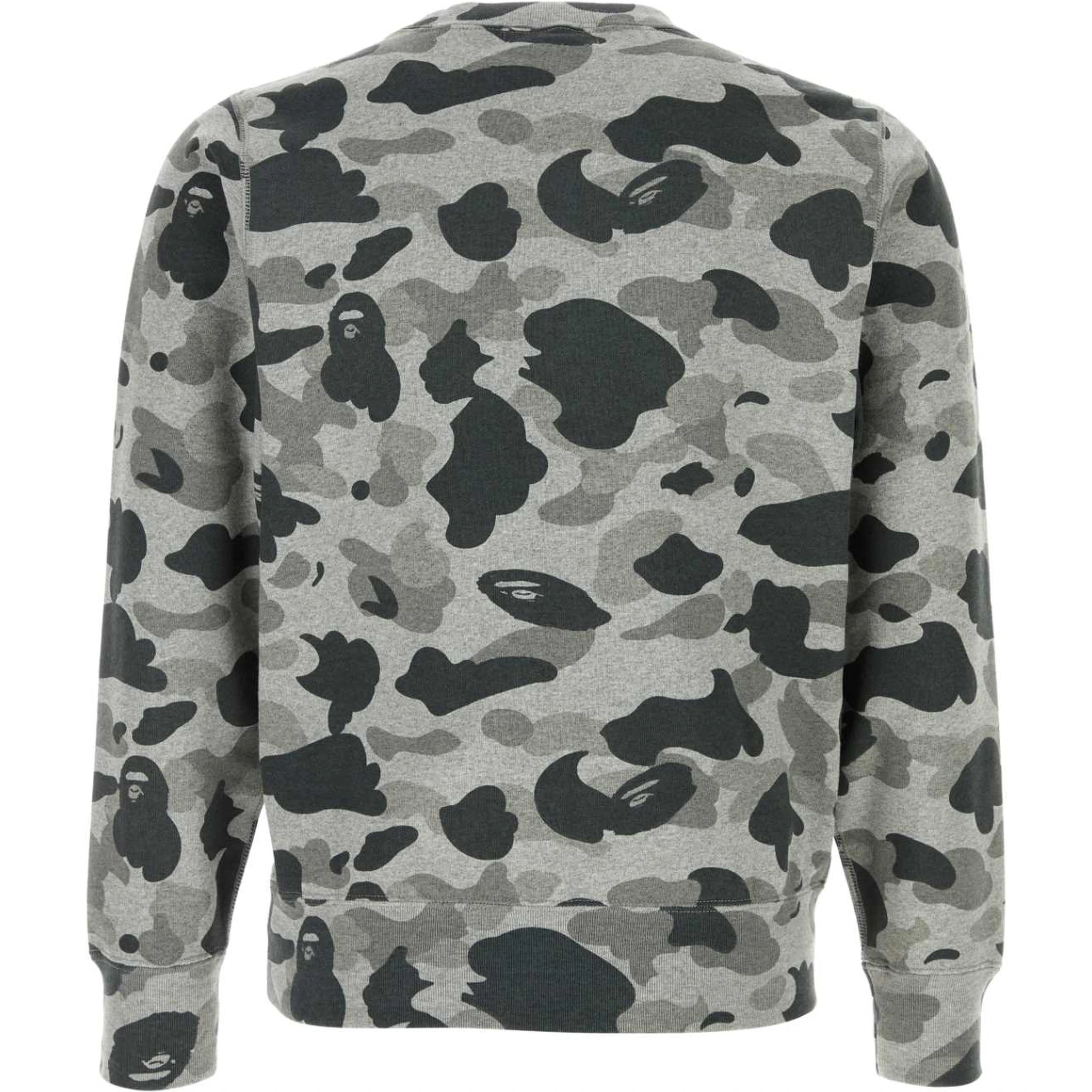 HEATHER GRAY CAMO APE HEAD ONE POINT CREWNECK SWEA