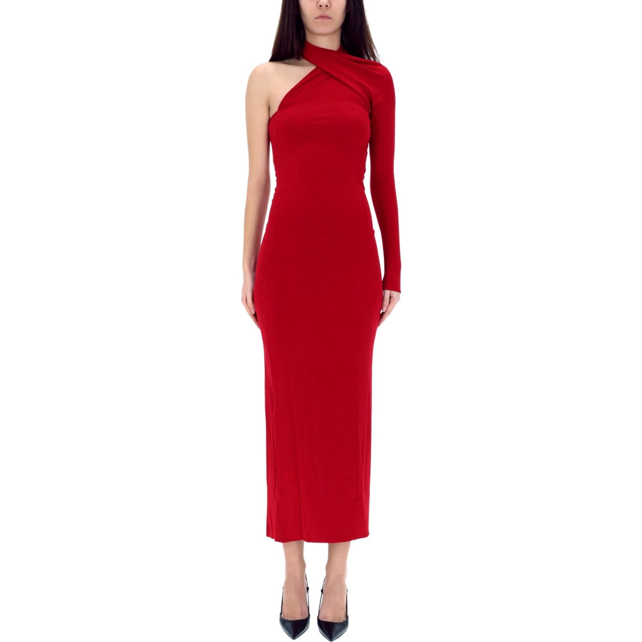 DRAPED ONE-SHOULDER DRESS
