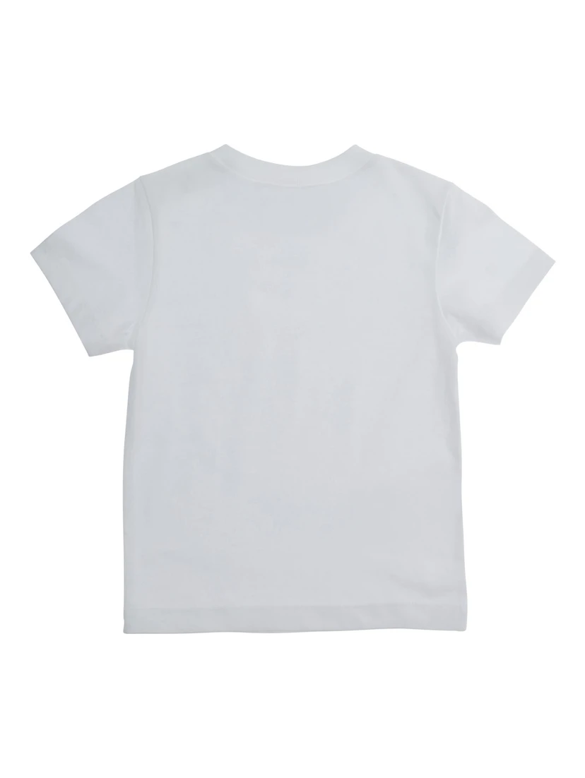 White Crewneck T-Shirt with Logo Lettering on the Front in Cotton Baby