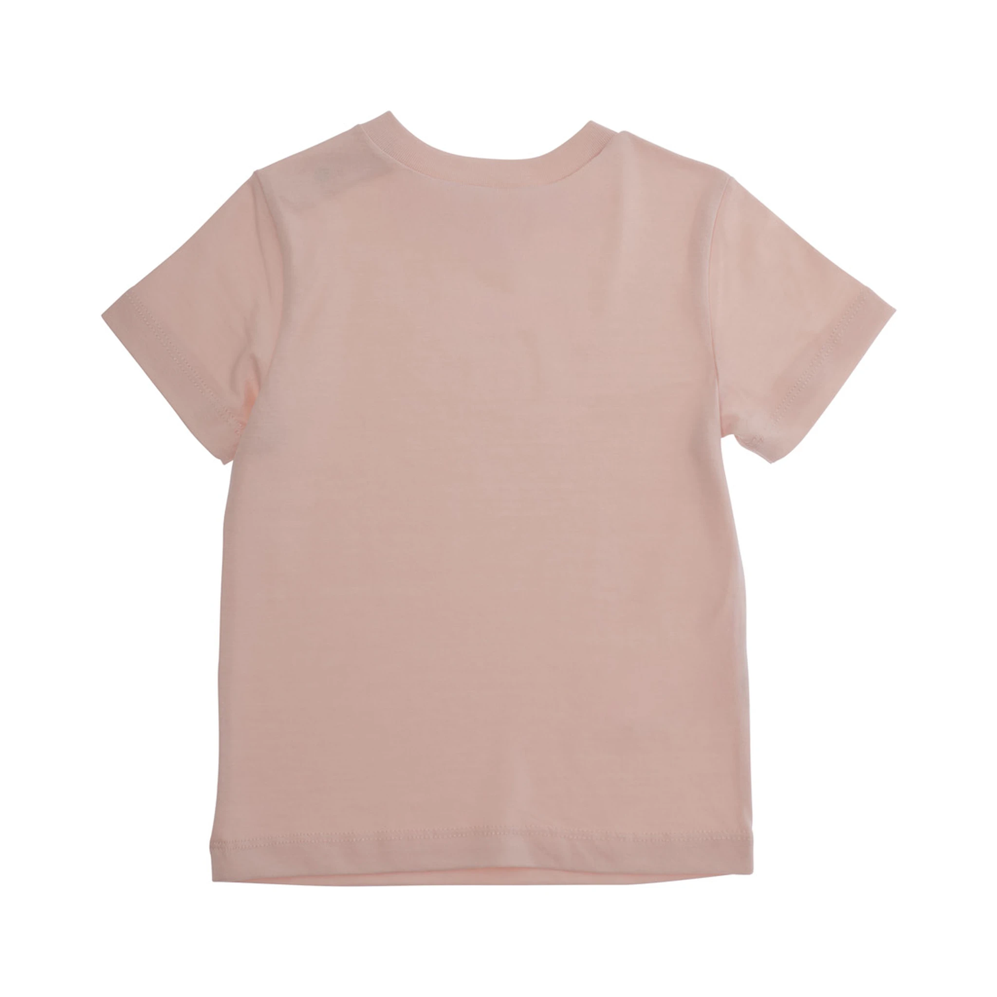 Pink Crewneck T-Shirt with Logo Lettering on the Front in Cotton Baby