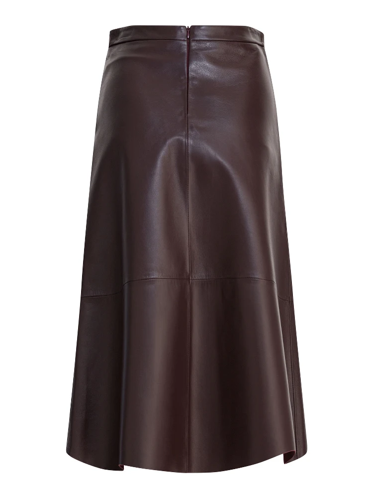 Midi skirt in leather alternative