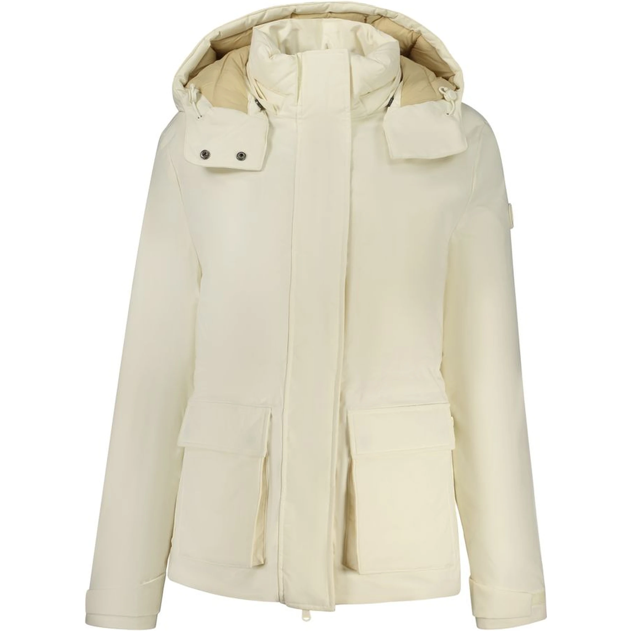 White Polyester Women Parka Jacket