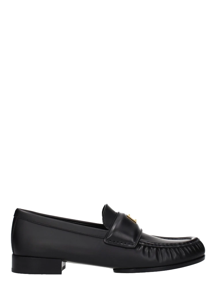 Black Leather Slip-On Loafers