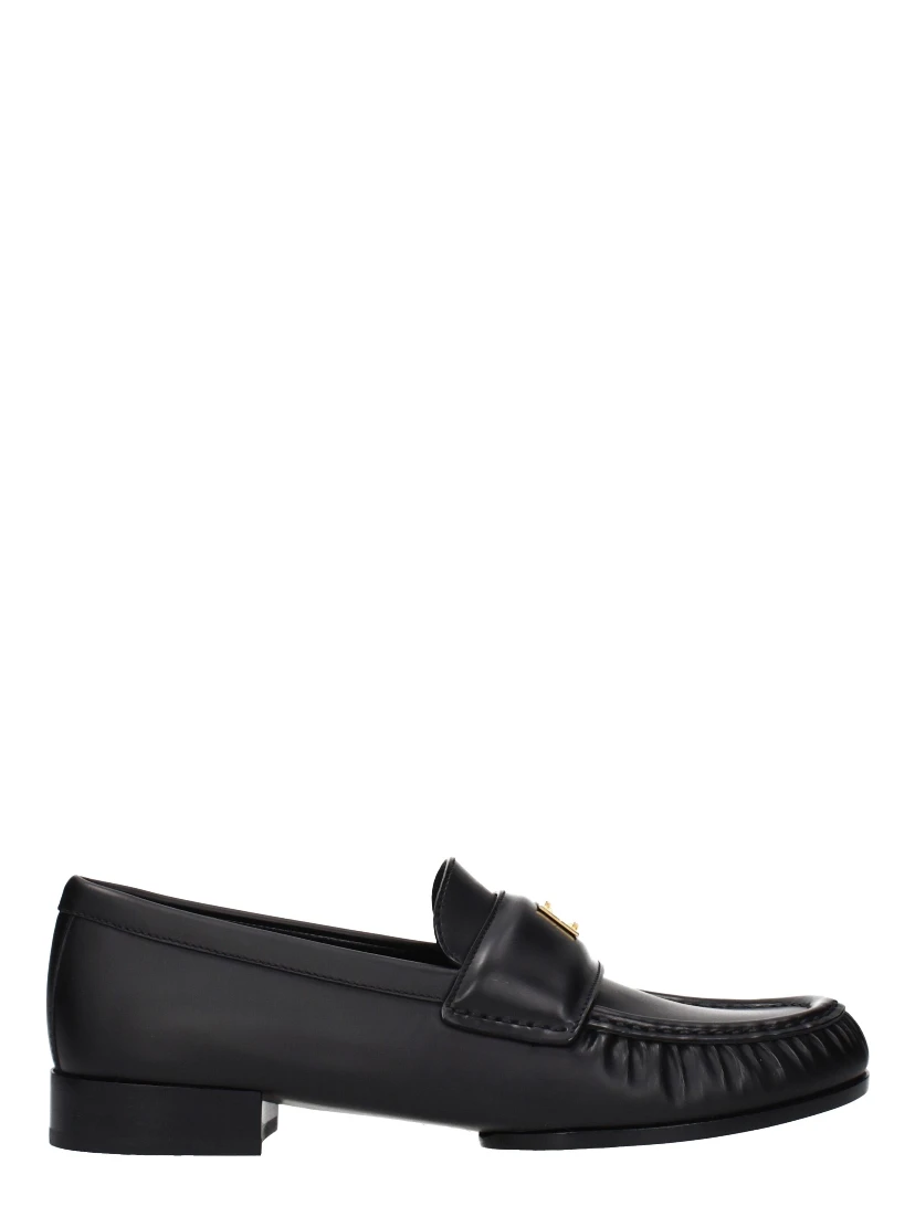 Black Leather Slip-On Loafers