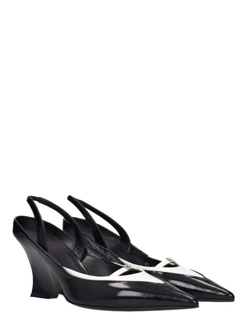 Black Leather Wedge Sandals