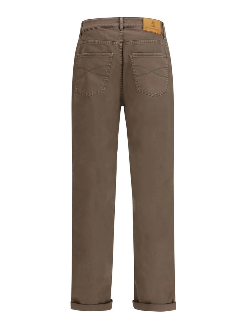 Brown Cotton Relaxed Fit Jeans