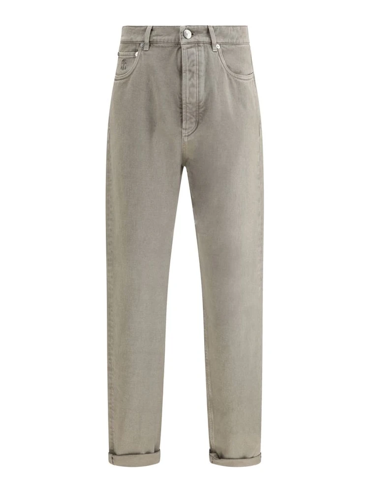 Bicolor Cotton Straight-Leg Jeans