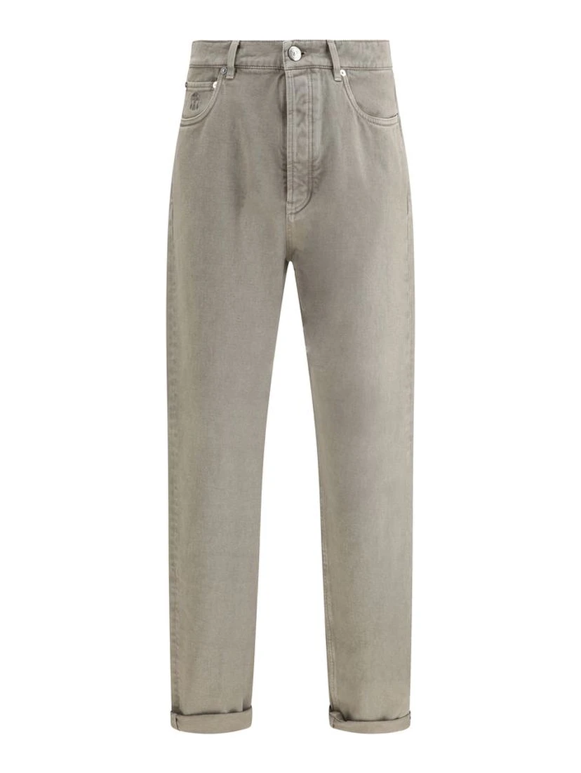 Bicolor Cotton Straight-Leg Jeans