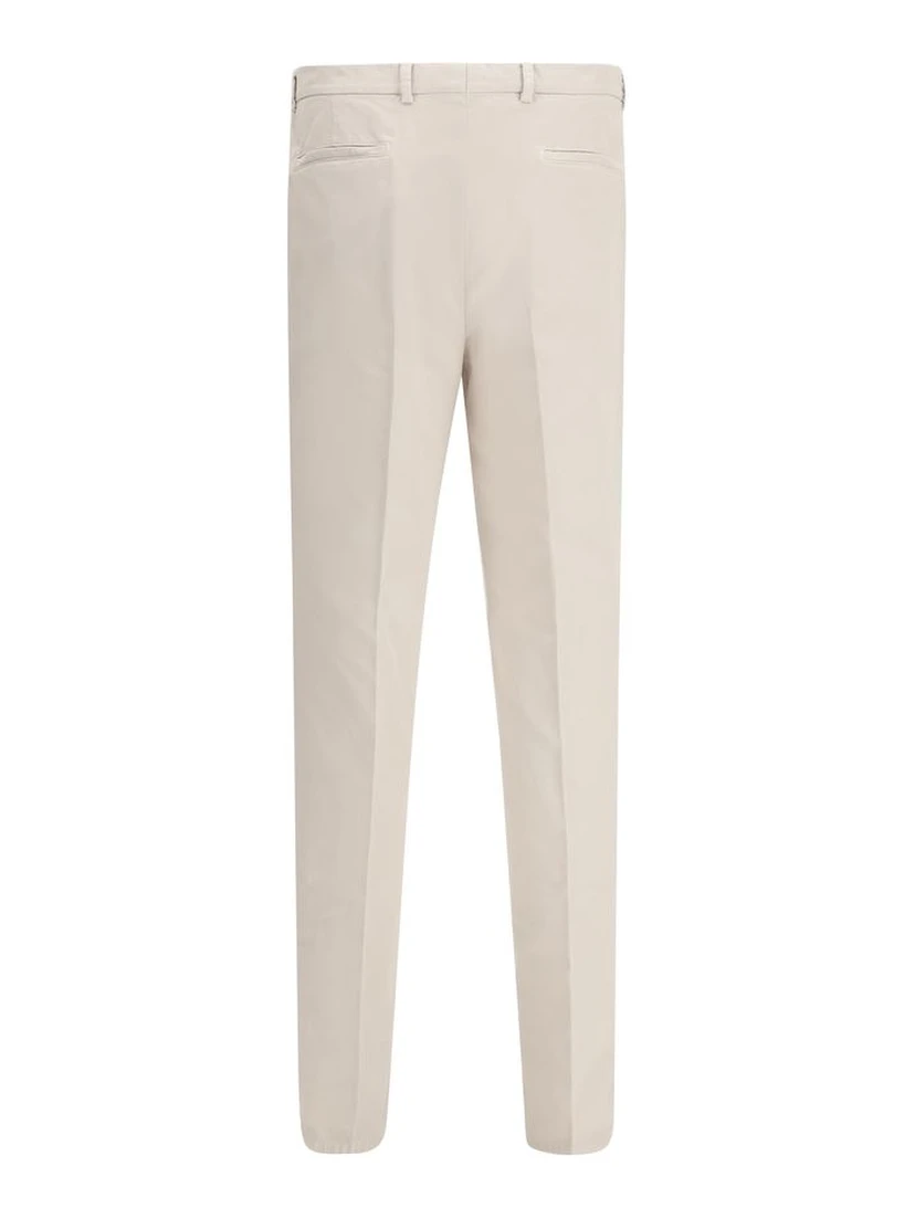 Cream Cotton Casual Pants