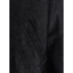 Black Jacket with Wide Collar and Dropped Shoulders in Cavallino Leather Man