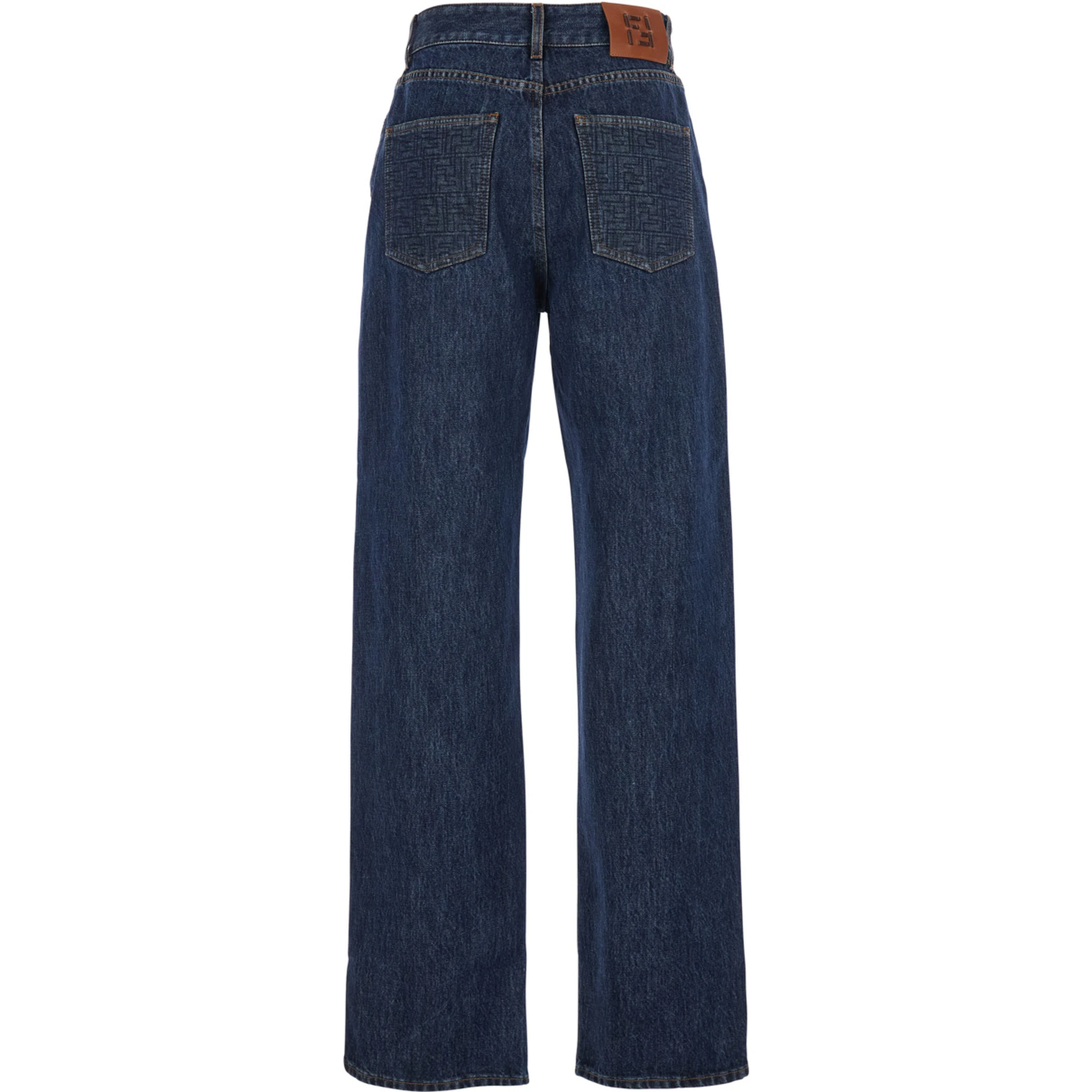 Blue Five-Pocket Jeans with Logo Patch on the Back in Denim Woman