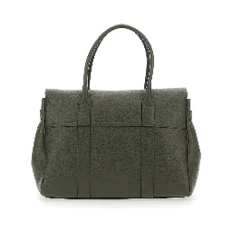 Bayswater Green Handbag with Twist-Lock Closure in Grained Leather Woman