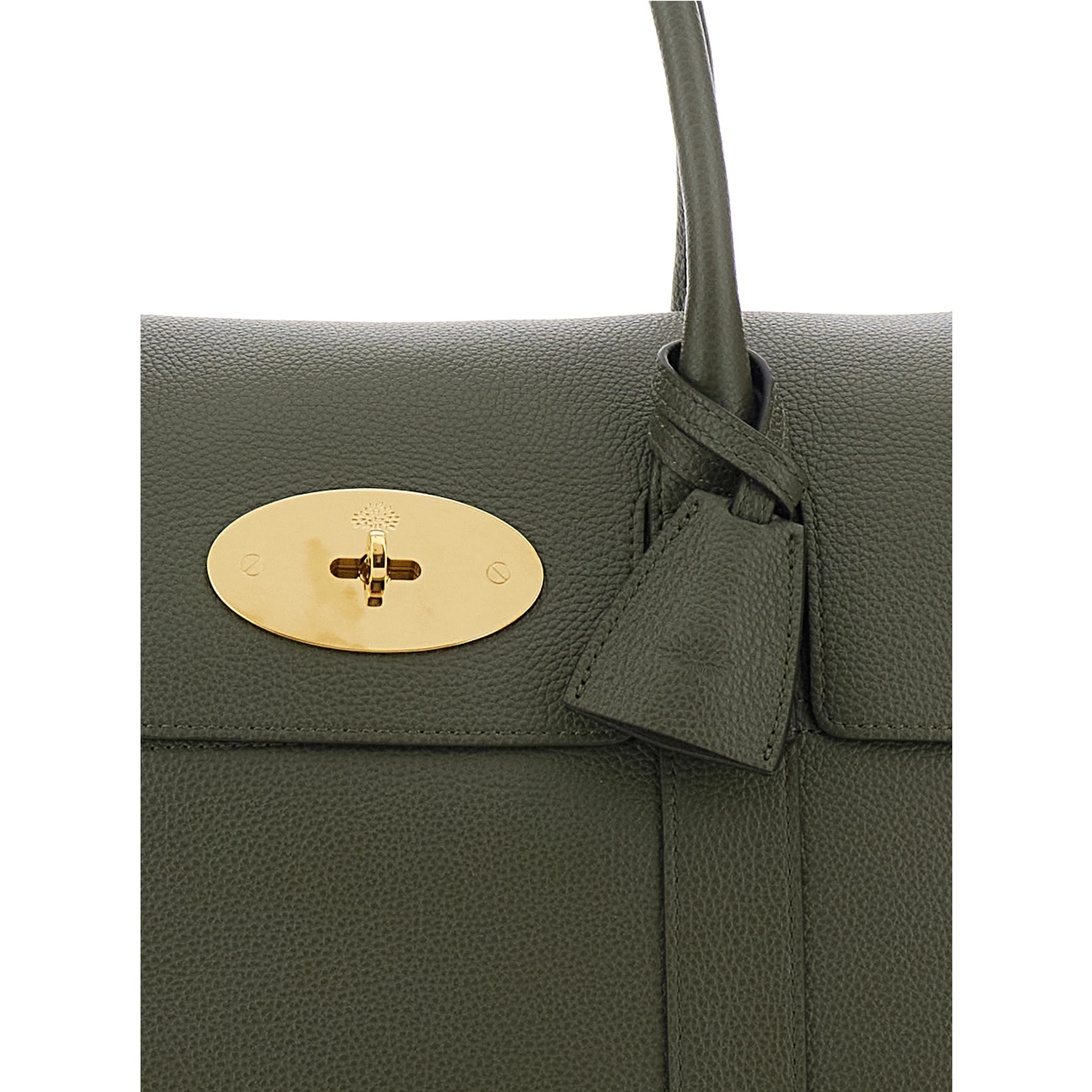 Bayswater Green Handbag with Twist-Lock Closure in Grained Leather Woman