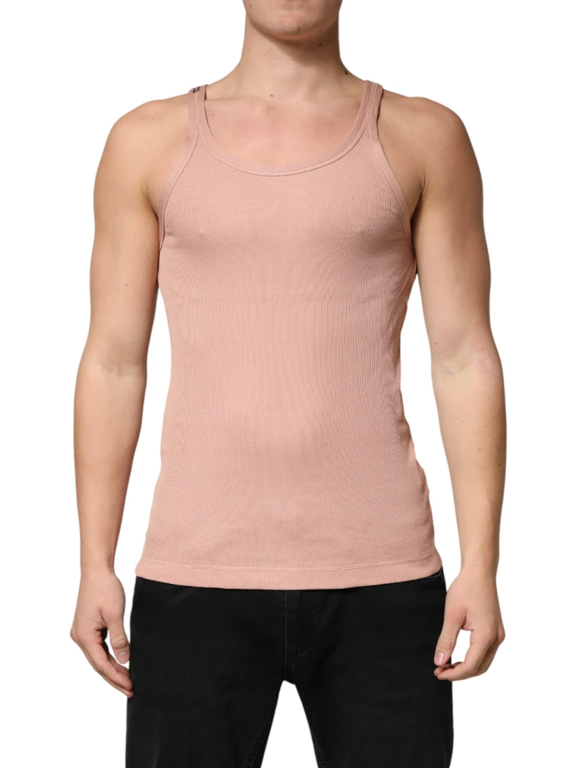 Pink Sleeveless Round Neck Tank Top  T-shirt