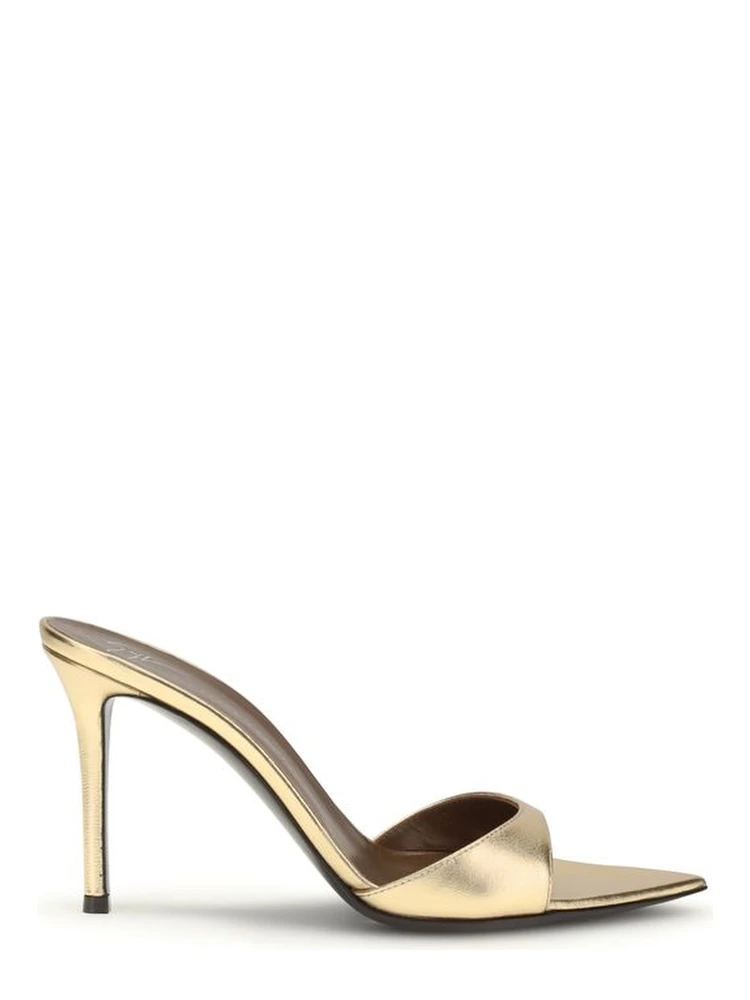 Gold Leather Stiletto Heel Sandals