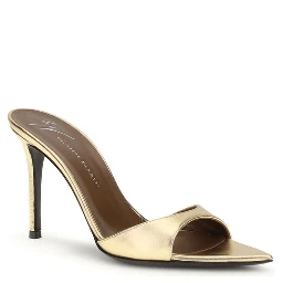Gold Leather Stiletto Heel Sandals
