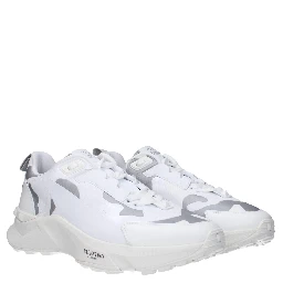 White Fabric Athletic Sneakers