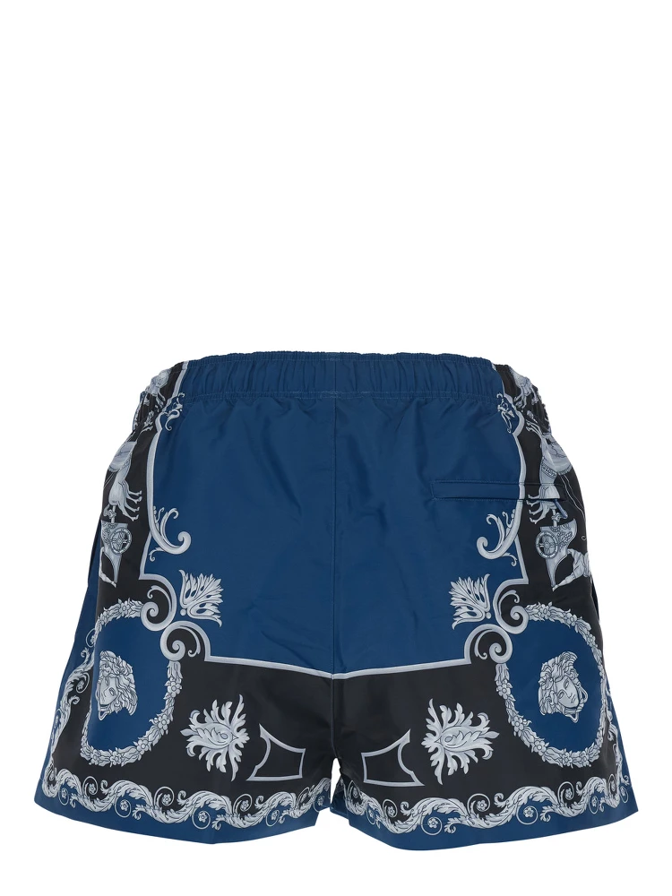 Blue Swimsuit with All-Over Geometric Print in Tech Fabric Man alternative