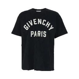 Black Crewneck T-Shirt with Maxi Logo Lettering on the Front in Cotton Man