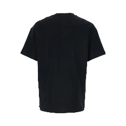 Black Crewneck T-Shirt with Maxi Logo Lettering on the Front in Cotton Man