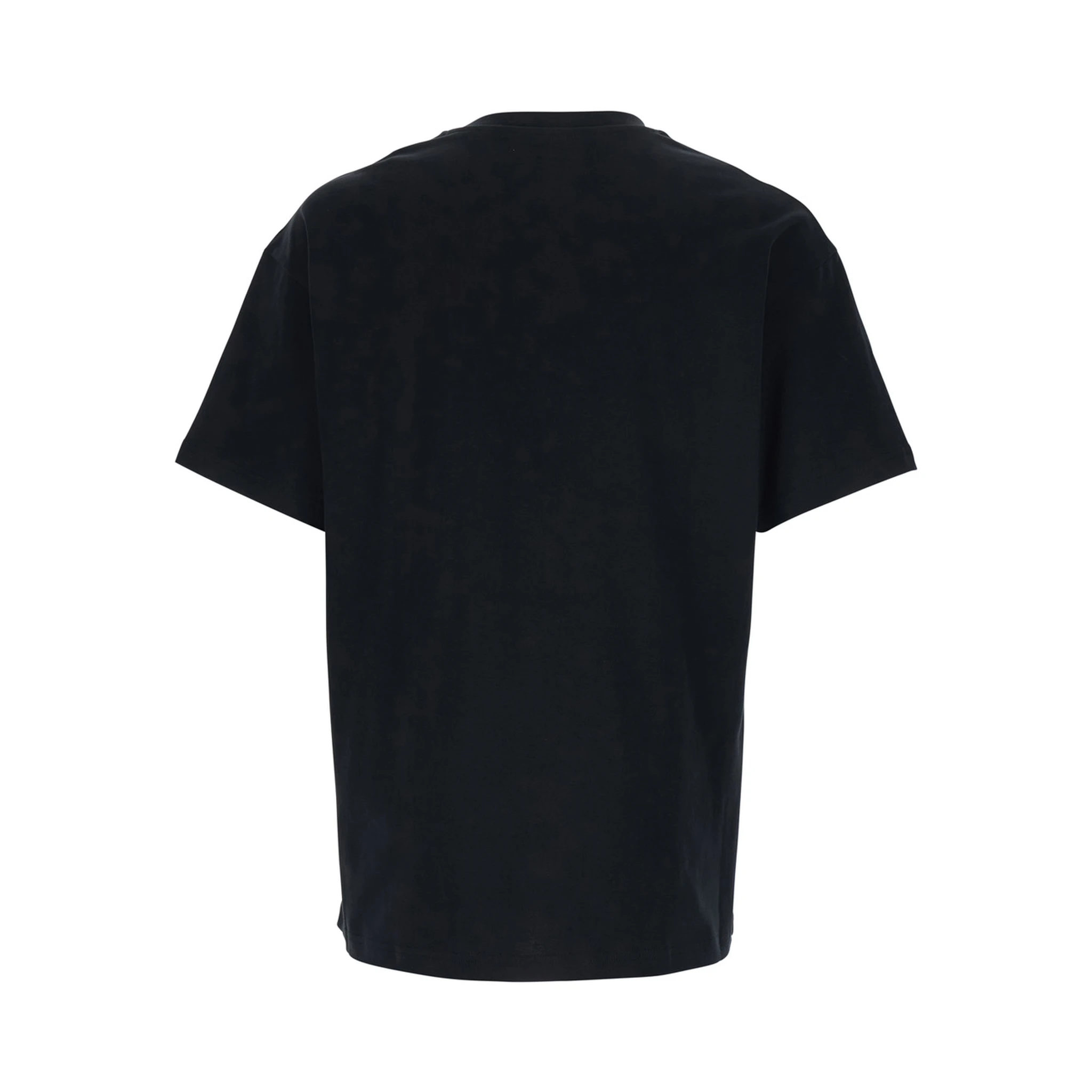 Black Crewneck T-Shirt with Maxi Logo Lettering on the Front in Cotton Man