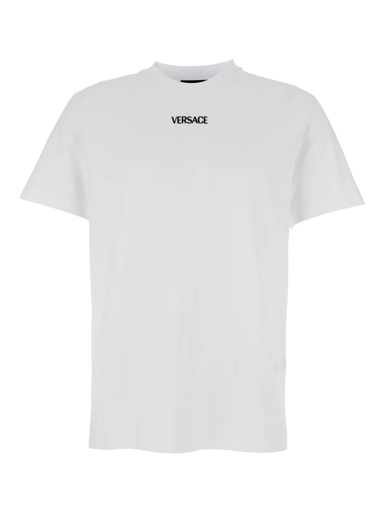 White T-Shirt with Lettering Logo on the Front in Cotton Man