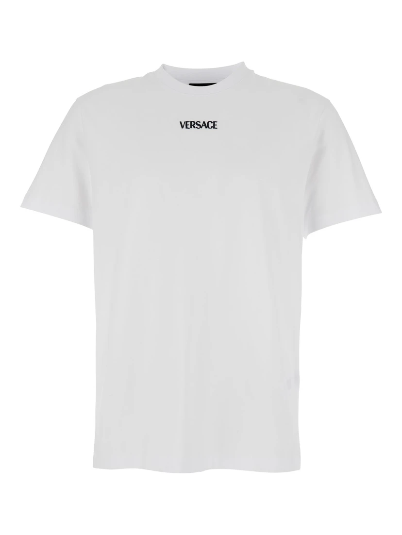 White T-Shirt with Lettering Logo on the Front in Cotton Man