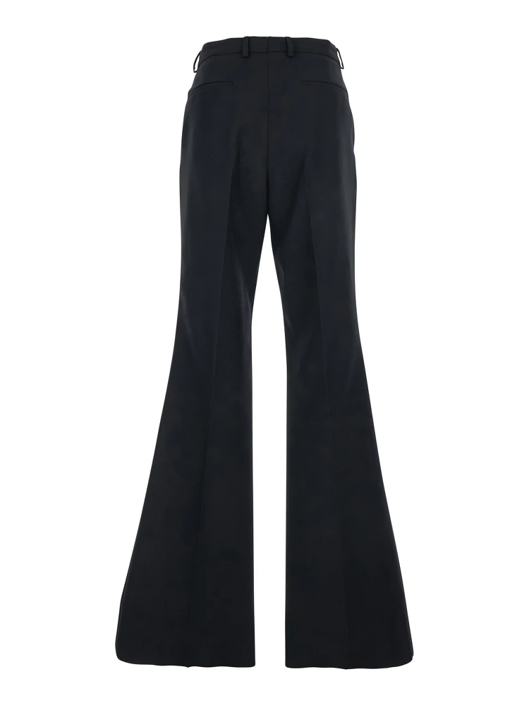 Black Flared Trousers with Pleats on Front and Back in Nylon and Wool Gabardine Man alternative