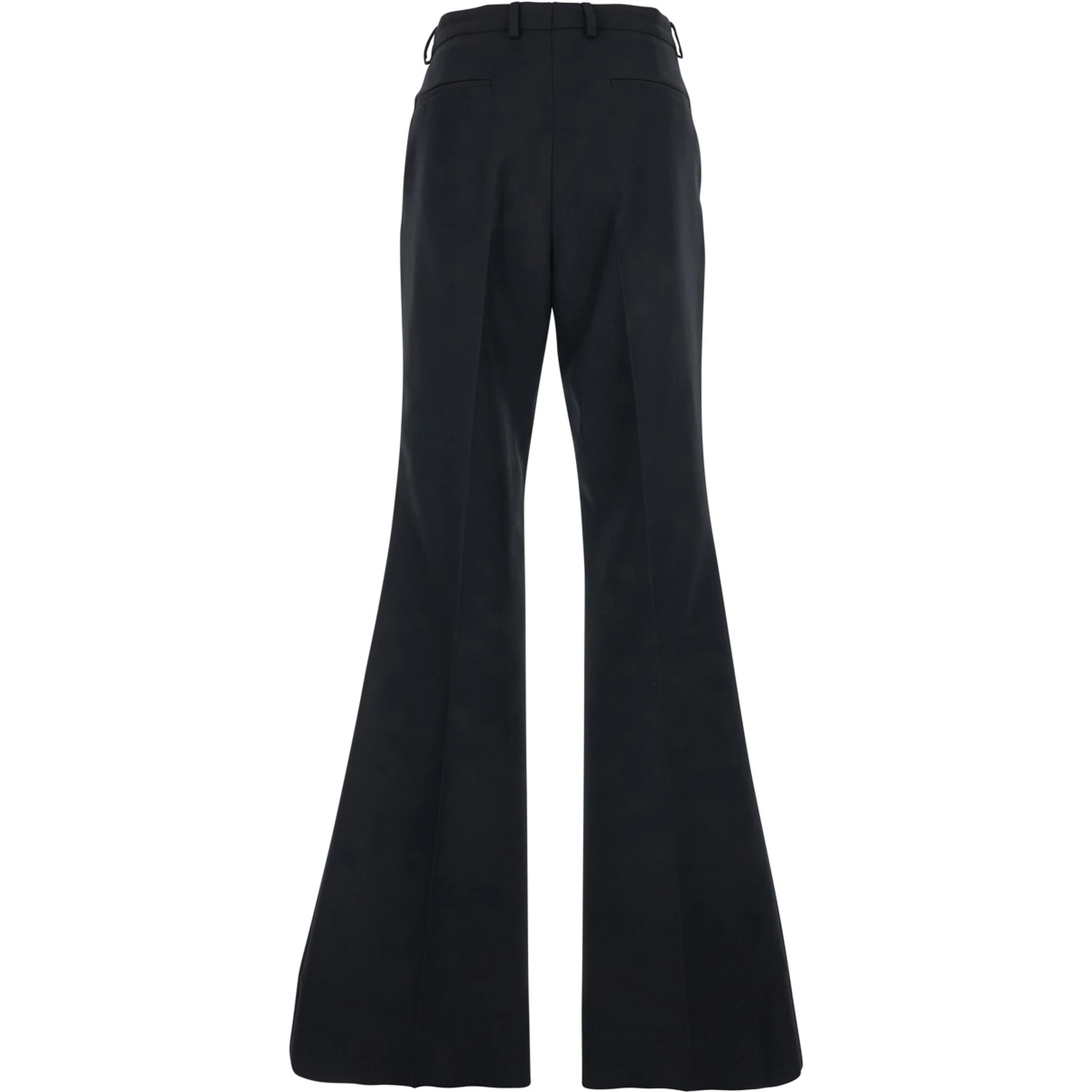 Black Flared Trousers with Pleats on Front and Back in Nylon and Wool Gabardine Man
