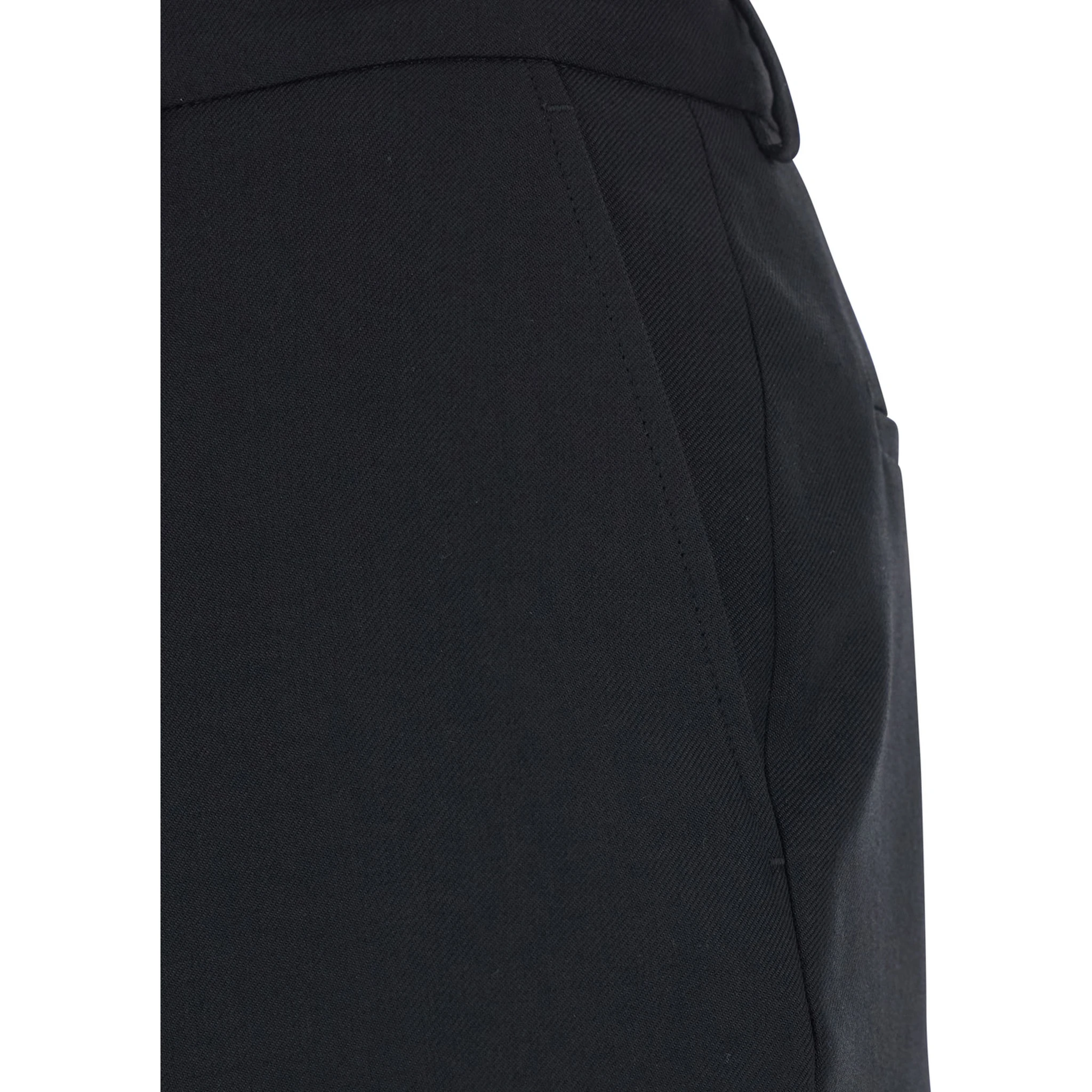 Black Flared Trousers with Pleats on Front and Back in Nylon and Wool Gabardine Man