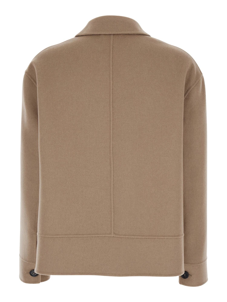 Simona Beige Jacket with Patch Pockets on the Chest in Virgin Wool Woman alternative