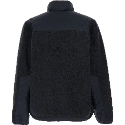 Black Down Jacket with High Neck and Tonal Logo Lettering on the Front in Tech Fabric Man