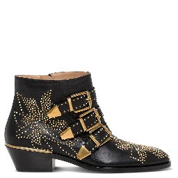Susan Black Ankle Boots with Studs detail in Leather Woman