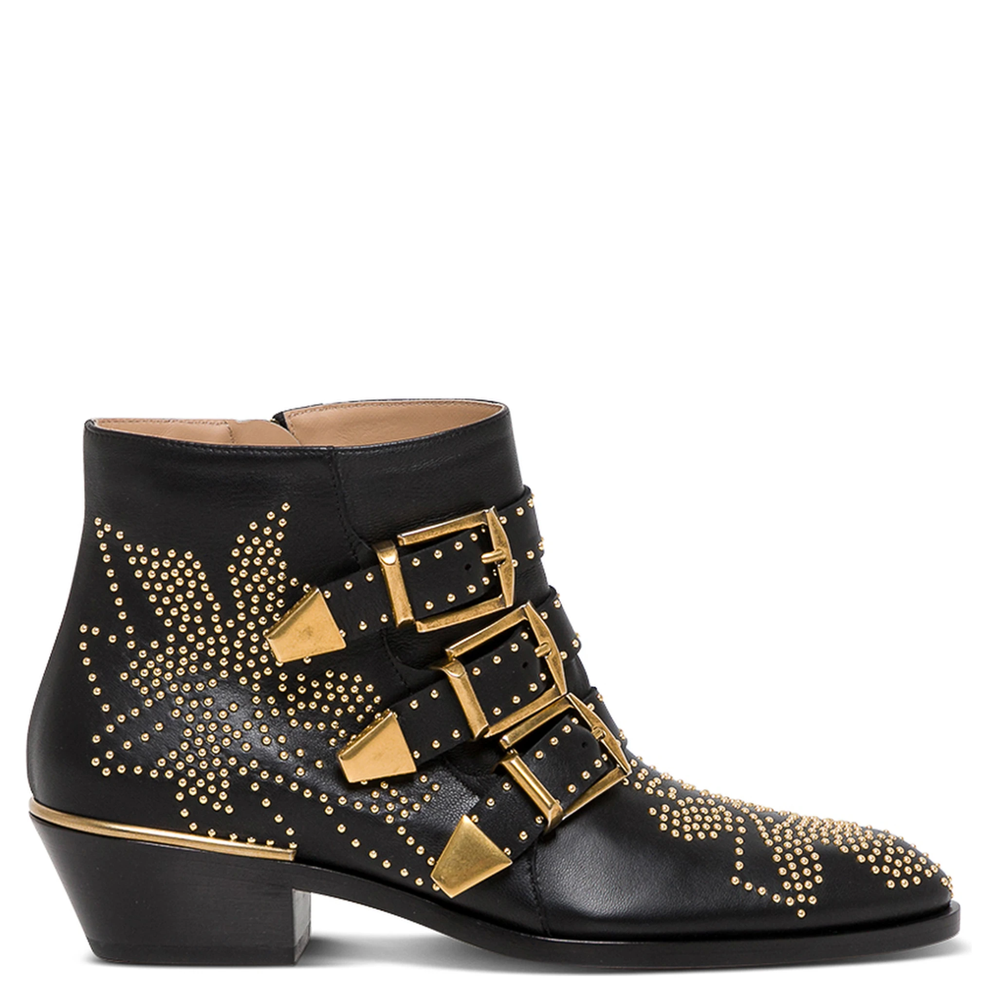 Susan Black Ankle Boots with Studs detail in Leather Woman