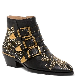 Susan Black Ankle Boots with Studs detail in Leather Woman